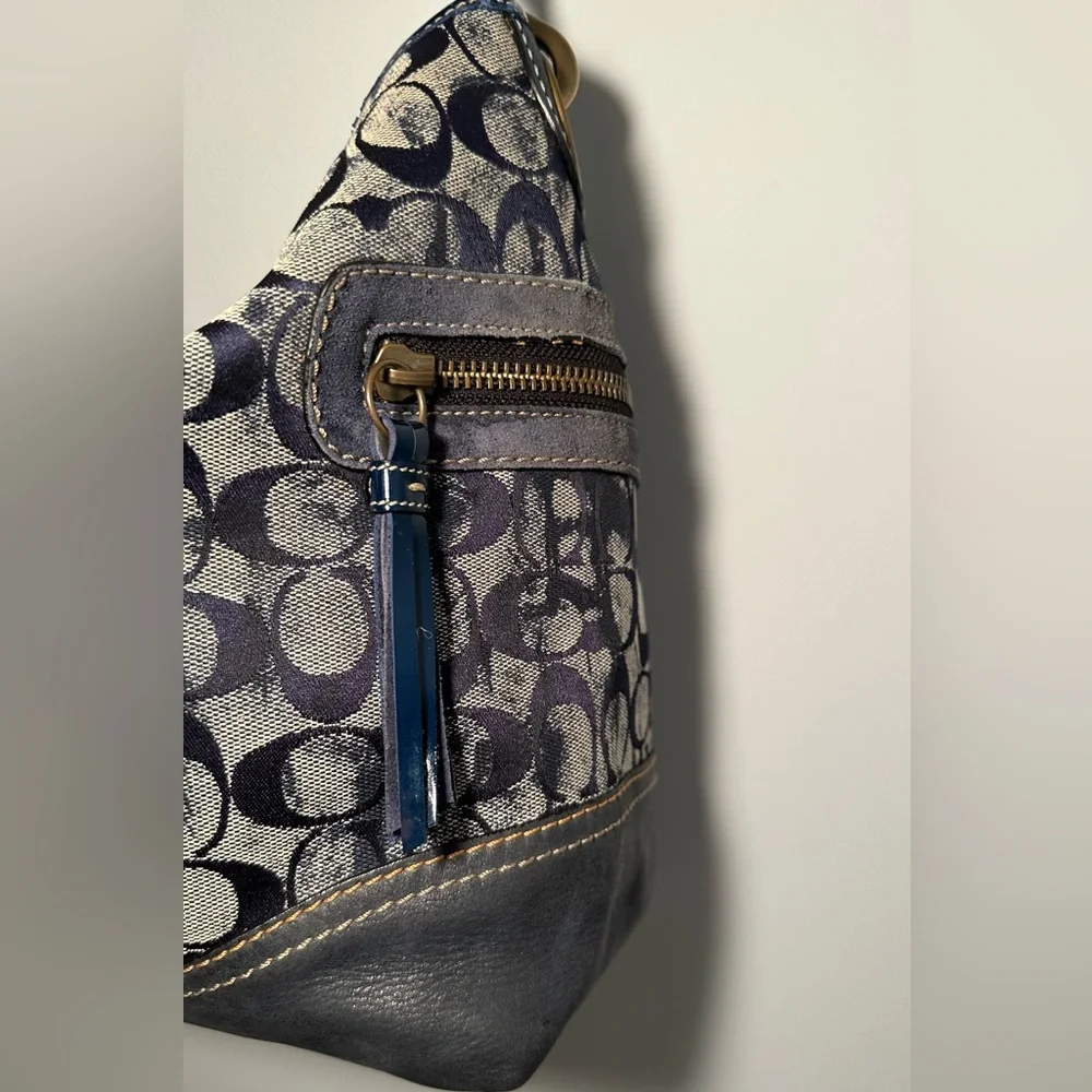 Rare Limited Edition Vintage Coach Y2K Denim Blue Tie-Dye Signature Hobo